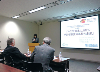 Figure 2: Barbara Richter-Ngogang, head of the Goethe-Institut library, welcomes participants to the symposium and explains its aims